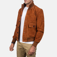 Eaton Brown Suede Bomber Jacket by Dash Racegear - men Jacket view 2