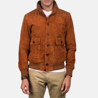 Eaton Brown Suede Bomber Jacket by Dash Racegear - men Jacket view 3