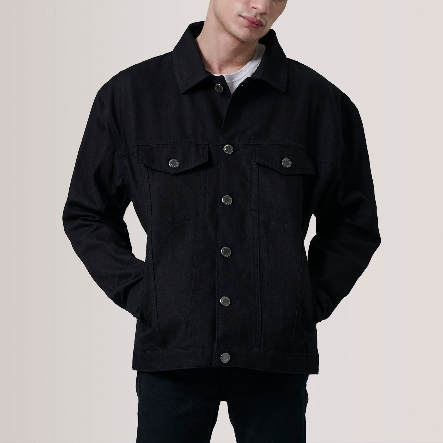 Eddie Black Oversized Denim Trucker Jacket by Dash Racegear - men Jacket view 5