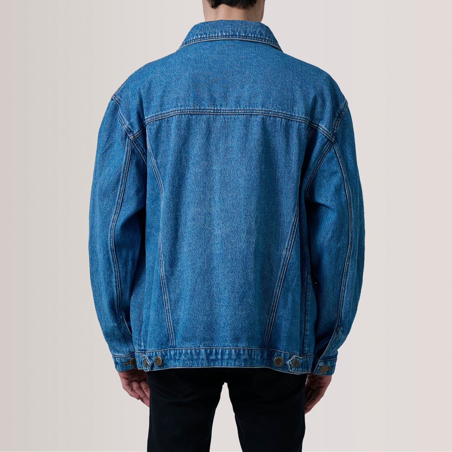 Eddie Dark Blue Oversized Denim Trucker Jacket by Dash Racegear - men Jacket view 4
