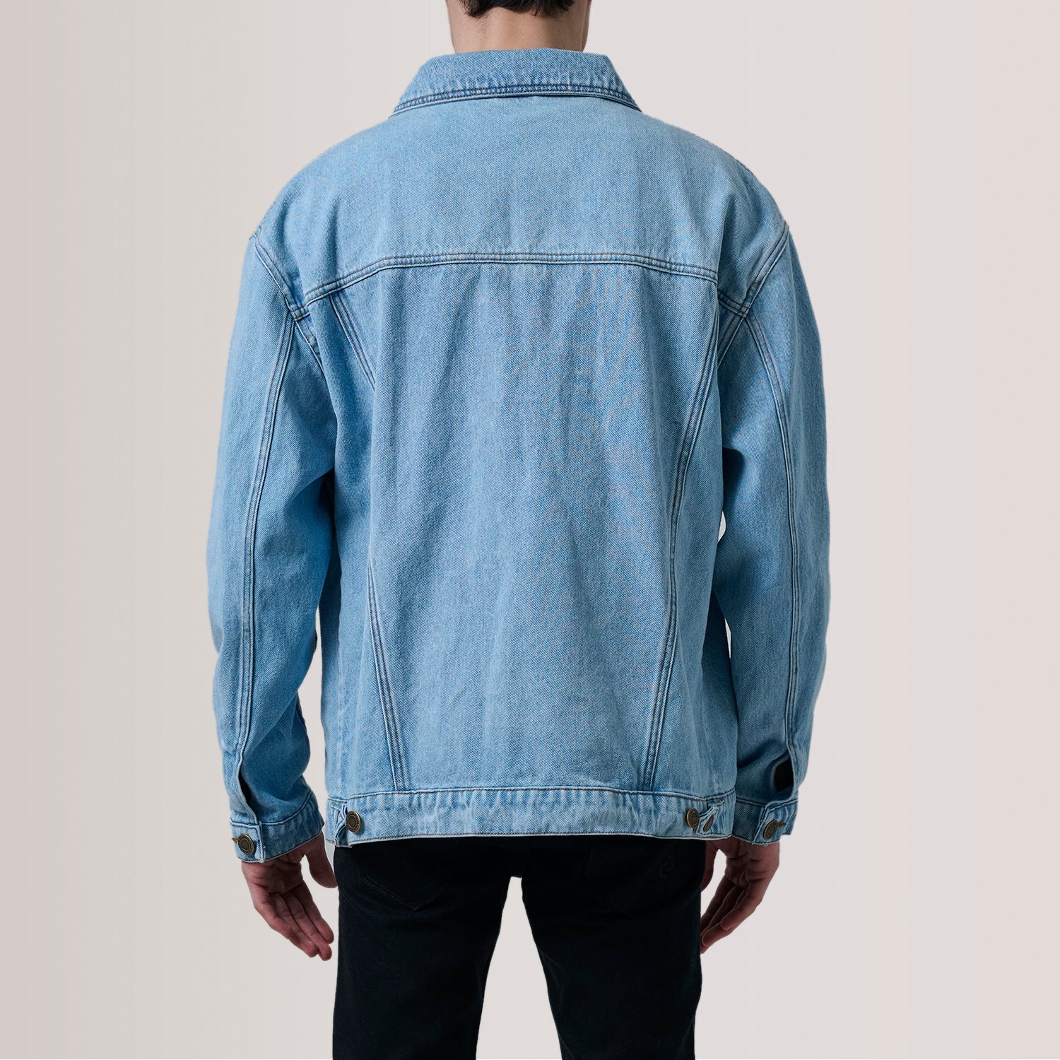 Eddie Light Blue Oversized Denim Trucker Jacket by Dash Racegear - men Jacket view 4