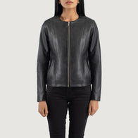 Elixir Black Collarless Leather Jacket by Dash Racegear - women Jacket view 4