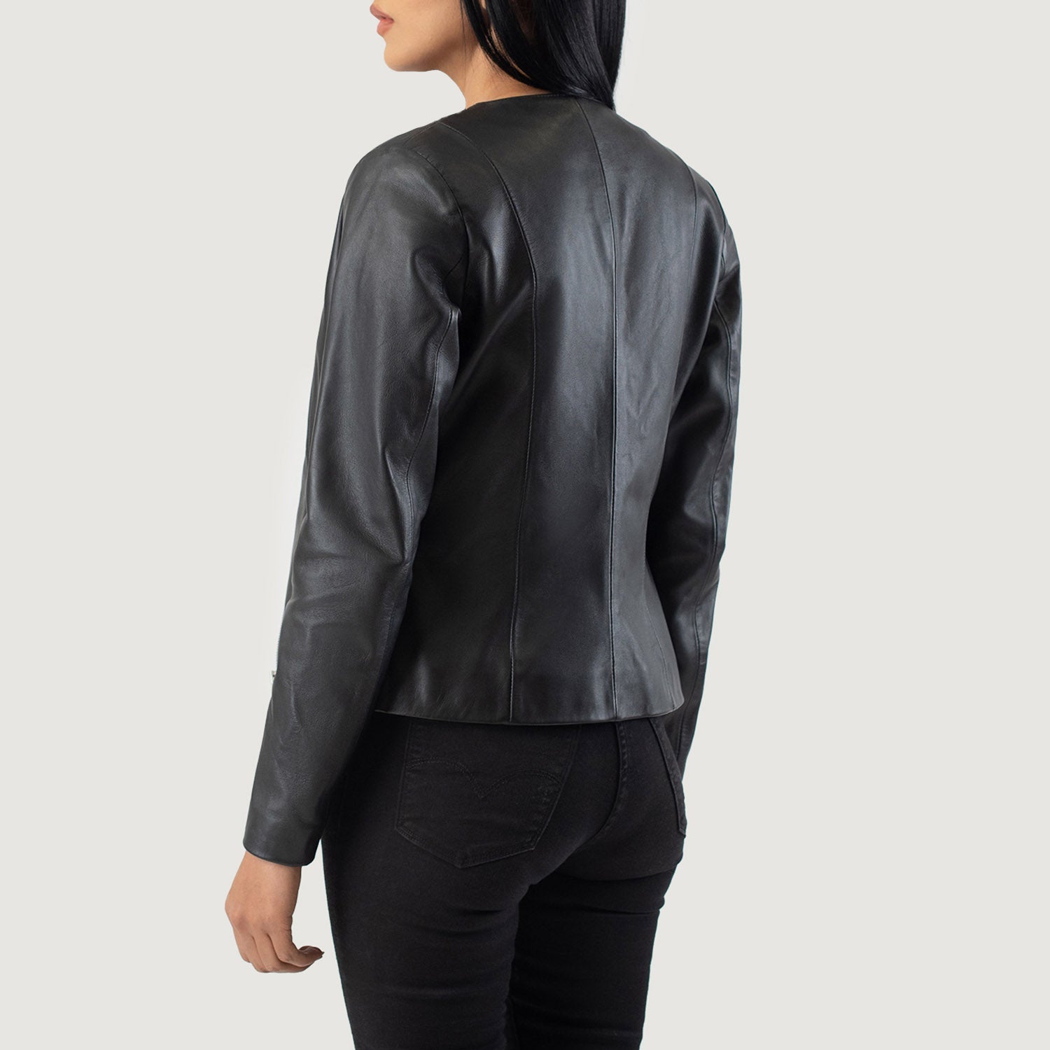 Elixir Black Collarless Leather Jacket by Dash Racegear - women Jacket view 5