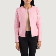 Elixir Pink Collarless Leather Jacket by Dash Racegear - women Jacket view 1