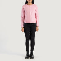 Elixir Pink Collarless Leather Jacket by Dash Racegear - women Jacket view 3