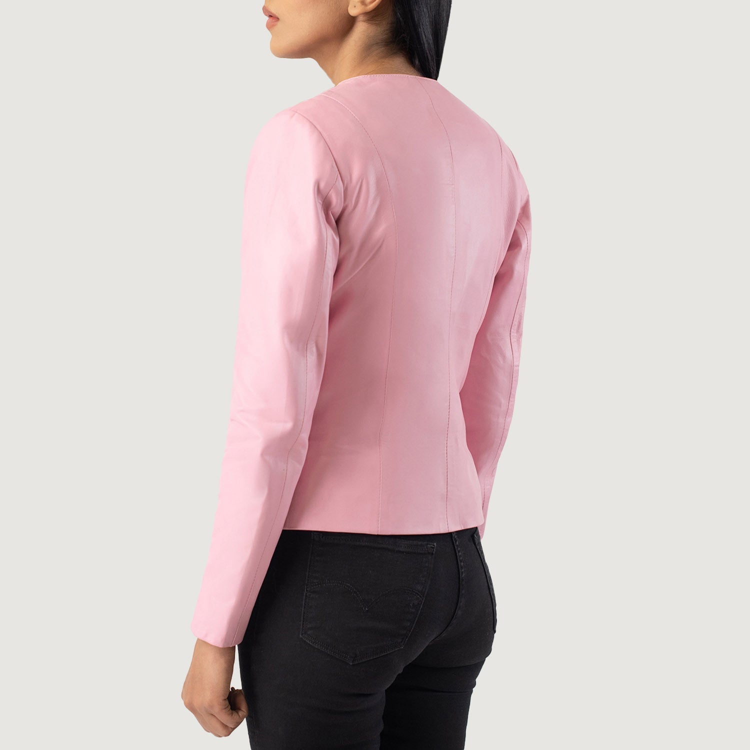 Elixir Pink Collarless Leather Jacket by Dash Racegear - women Jacket view 5