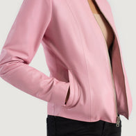 Elixir Pink Collarless Leather Jacket by Dash Racegear - women Jacket view 6