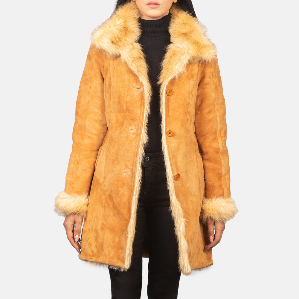 Erica Shearling Beige Leather Coat by Dash Racegear - women Jacket view 1
