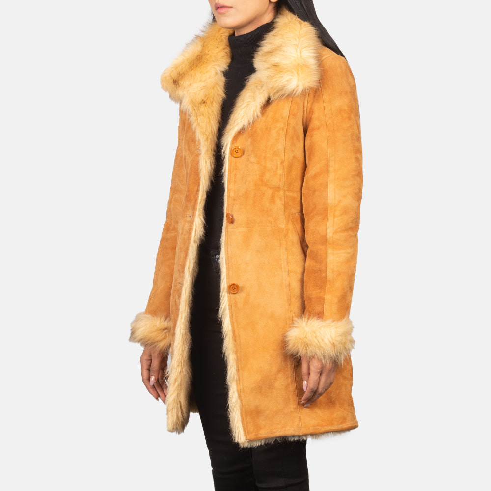 Erica Shearling Beige Leather Coat by Dash Racegear - women Jacket view 2