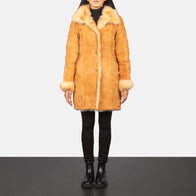 Erica Shearling Beige Leather Coat by Dash Racegear - women Jacket view 3