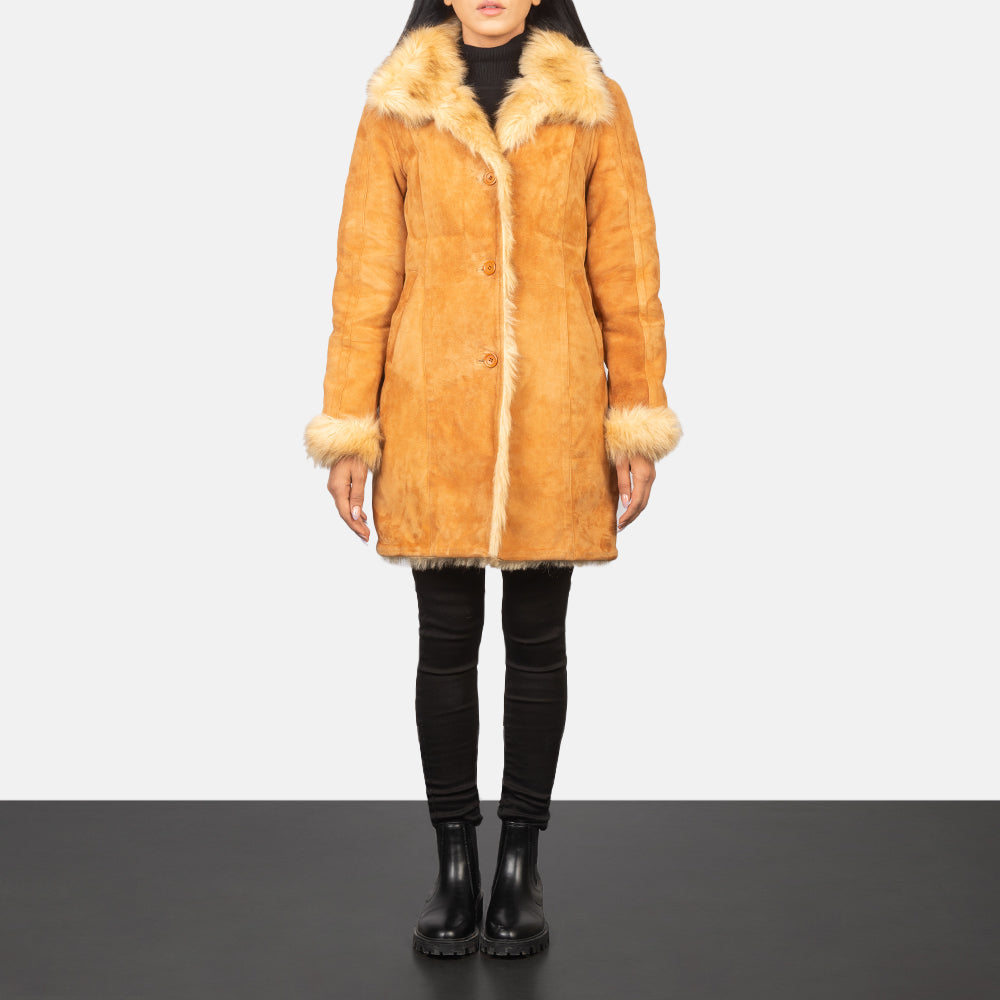 Erica Shearling Beige Leather Coat by Dash Racegear - women Jacket view 3