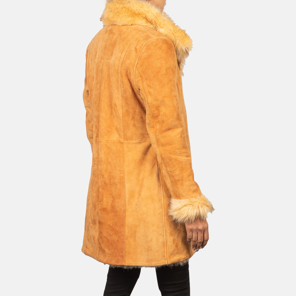 Erica Shearling Beige Leather Coat by Dash Racegear - women Jacket view 5