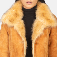 Erica Shearling Beige Leather Coat by Dash Racegear - women Jacket view 6