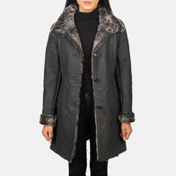 Erica Shearling Black Leather Coat by Dash Racegear - women Jacket view 1