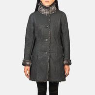Erica Shearling Black Leather Coat by Dash Racegear - women Jacket view 3