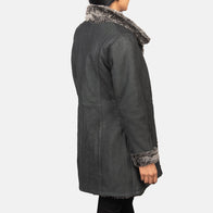 Erica Shearling Black Leather Coat by Dash Racegear - women Jacket view 5