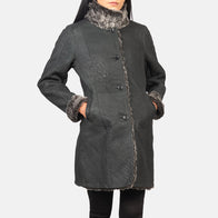 Erica Shearling Black Leather Coat by Dash Racegear - women Jacket view 6