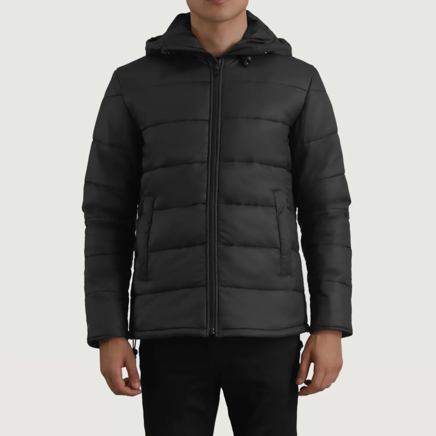 Erico Black Hooded Puffer Jacket by Dash Racegear - men Jacket view 1