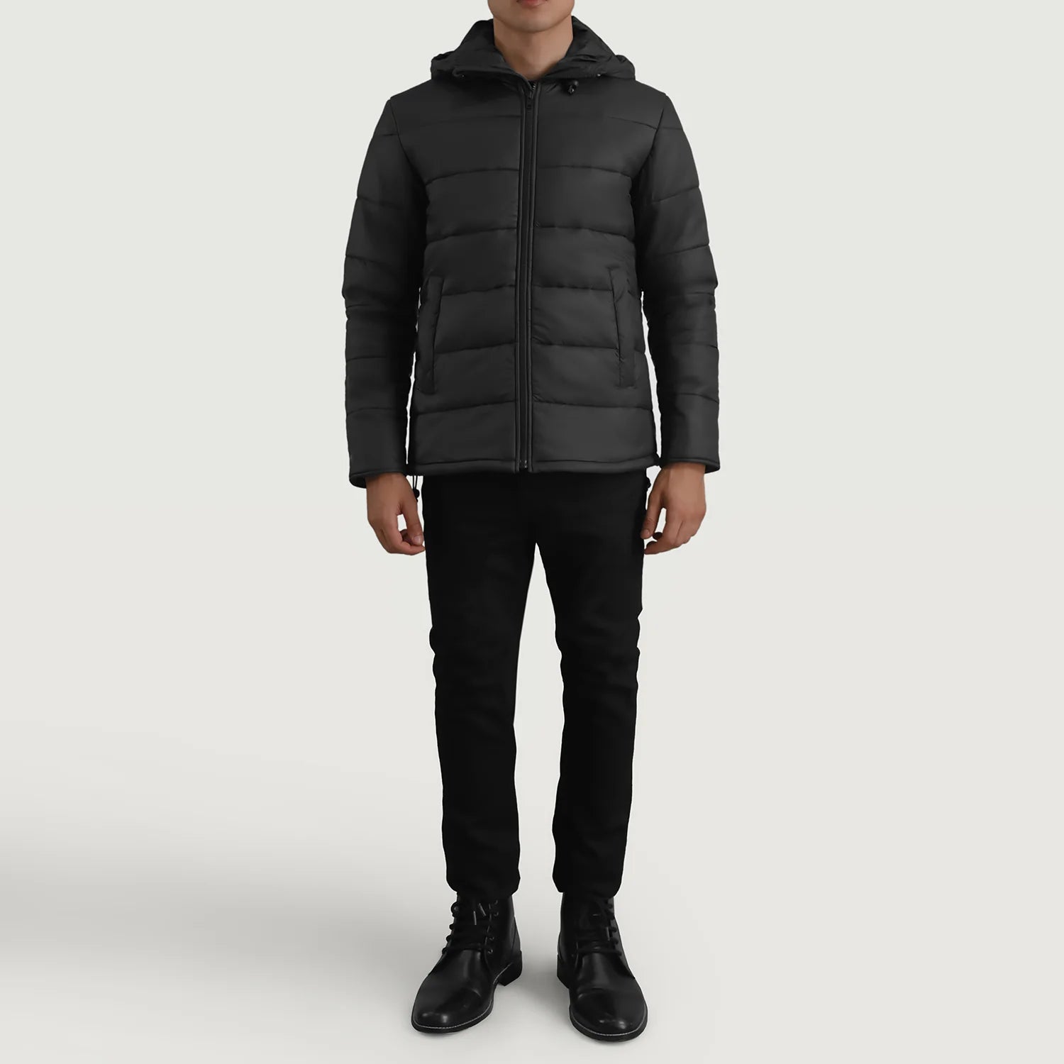 Erico Black Hooded Puffer Jacket by Dash Racegear - men Jacket view 3