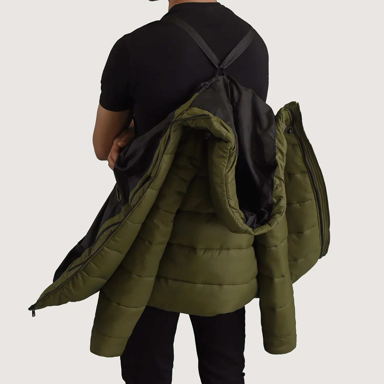Erico Green Hooded Puffer Jacket by Dash Racegear - men Jacket view 4