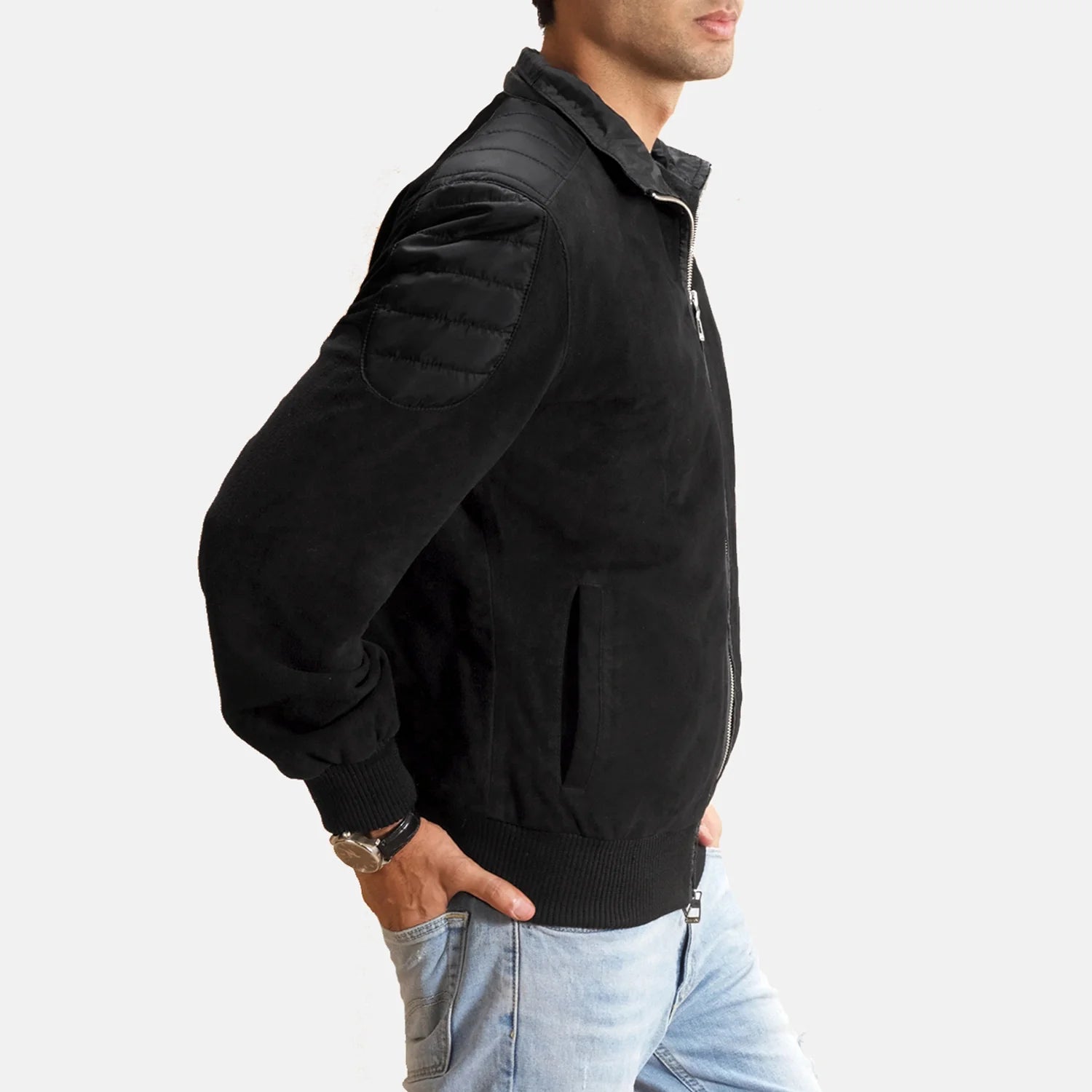 Ethan Hybrid Suede Bomber Jacket by Dash Racegear - men Jacket view 2