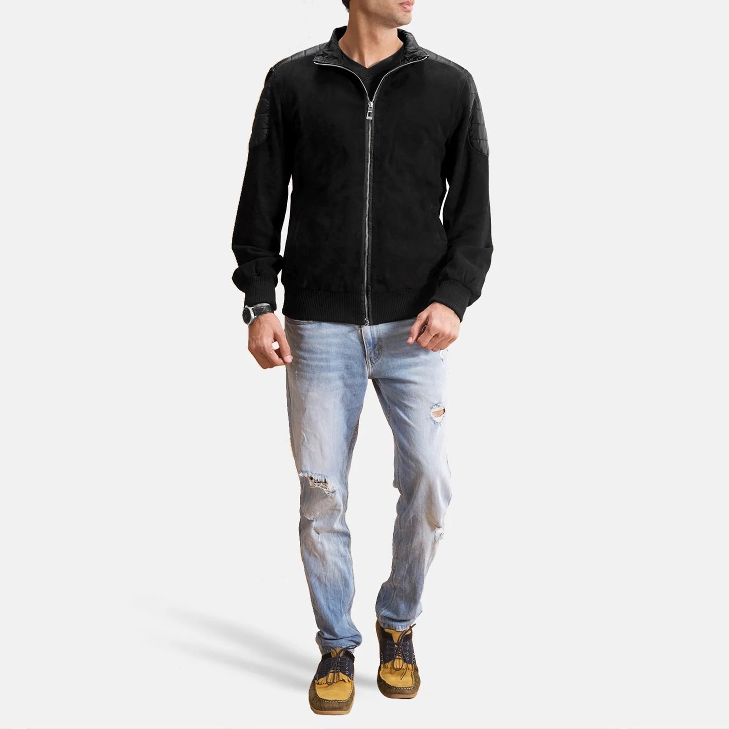 Ethan Hybrid Suede Bomber Jacket by Dash Racegear - men Jacket view 3