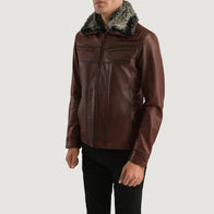 Evan Hart Fur Brown Leather Jacket by Dash Racegear - men Jacket view 2