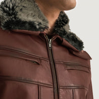 Evan Hart Fur Brown Leather Jacket by Dash Racegear - men Jacket view 3