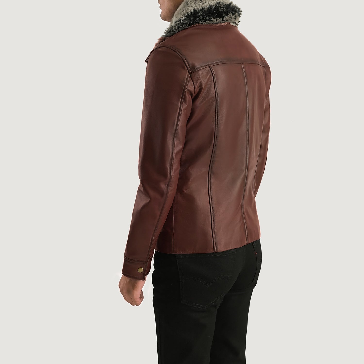 Evan Hart Fur Brown Leather Jacket by Dash Racegear - men Jacket view 6