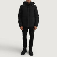 Exton Black Hooded Down Puffer Jacket by Dash Racegear - men Jacket view 4