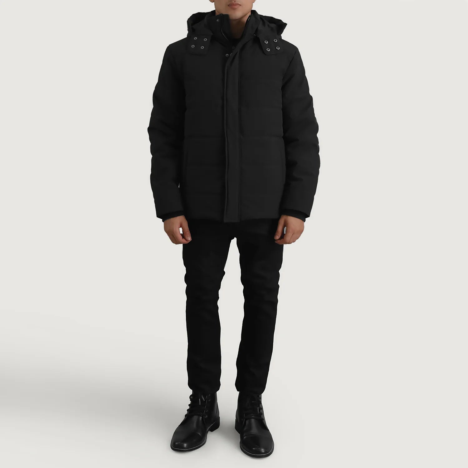 Exton Black Hooded Down Puffer Jacket by Dash Racegear - men Jacket view 4