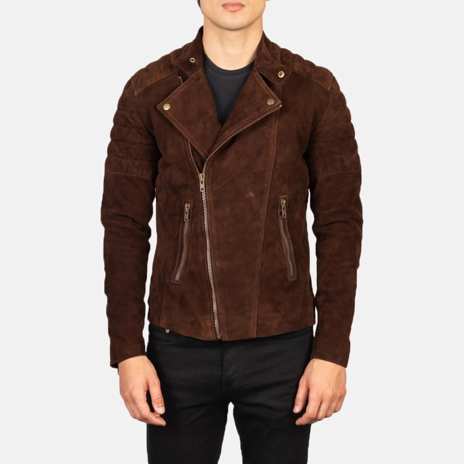 Faisor Mocha Suede Biker Jacket by Dash Racegear - men Jacket view 1