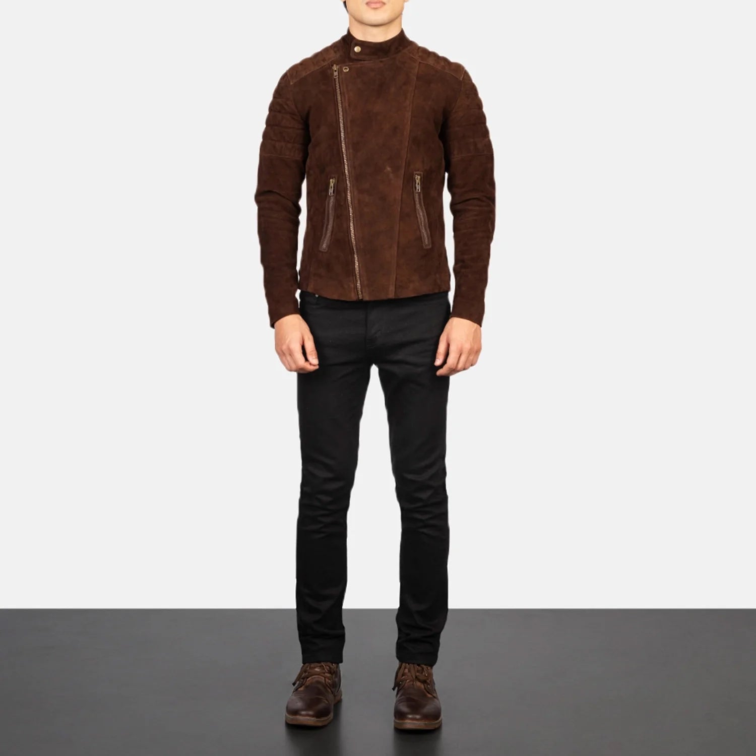 Faisor Mocha Suede Biker Jacket by Dash Racegear - men Jacket view 3