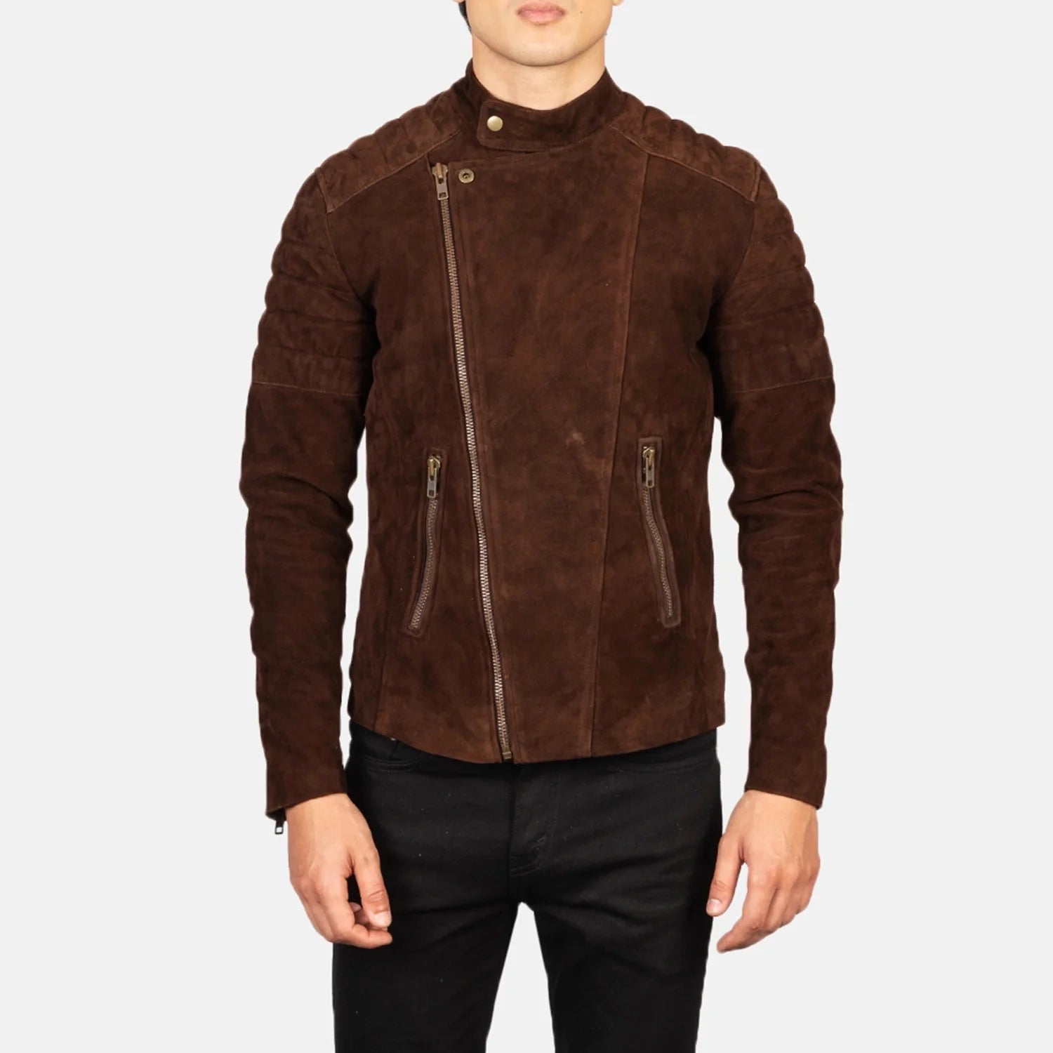 Faisor Mocha Suede Biker Jacket by Dash Racegear - men Jacket view 4