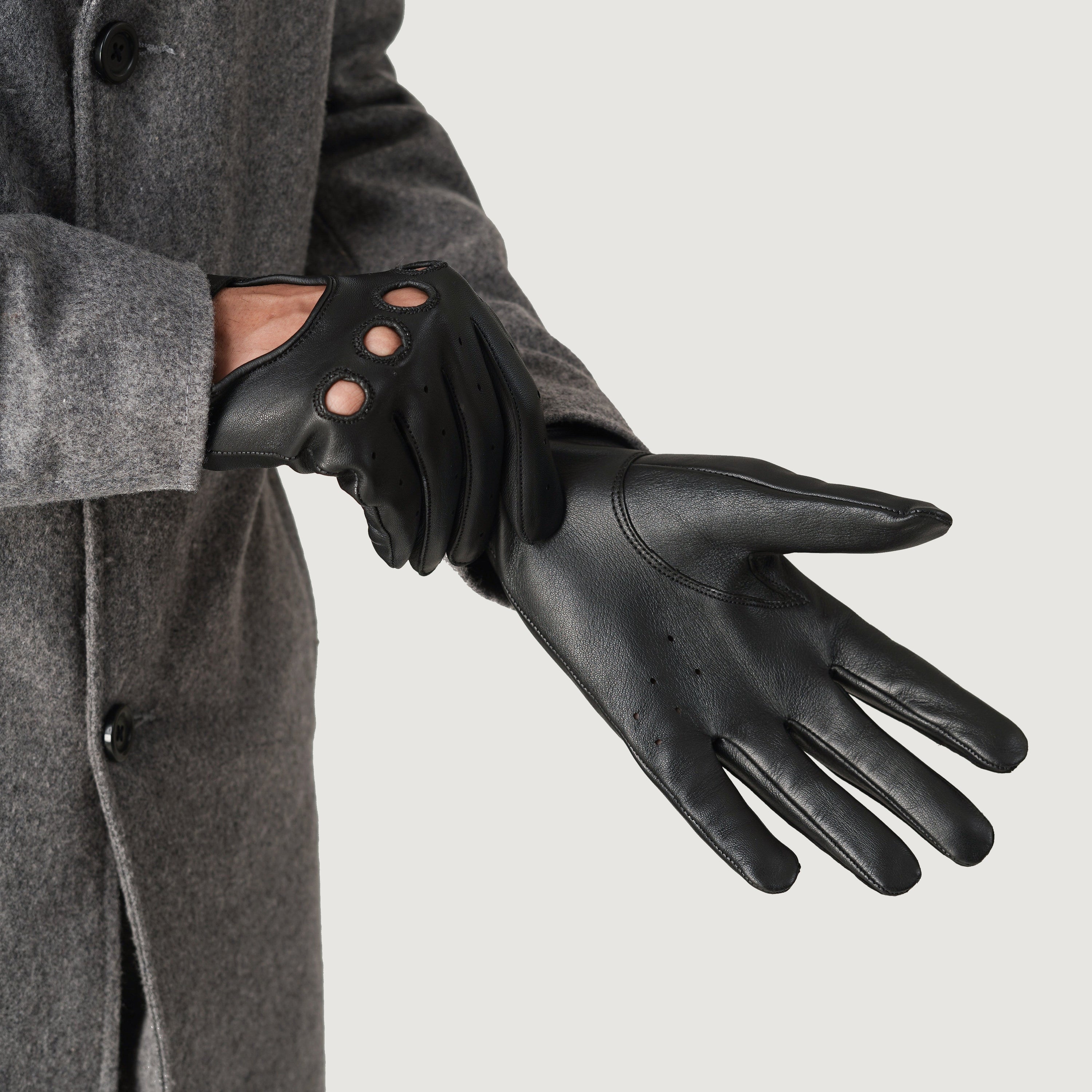 Ferdinand Black Leather Driving Gloves by Dash Racegear - men Leather Accessories view 4