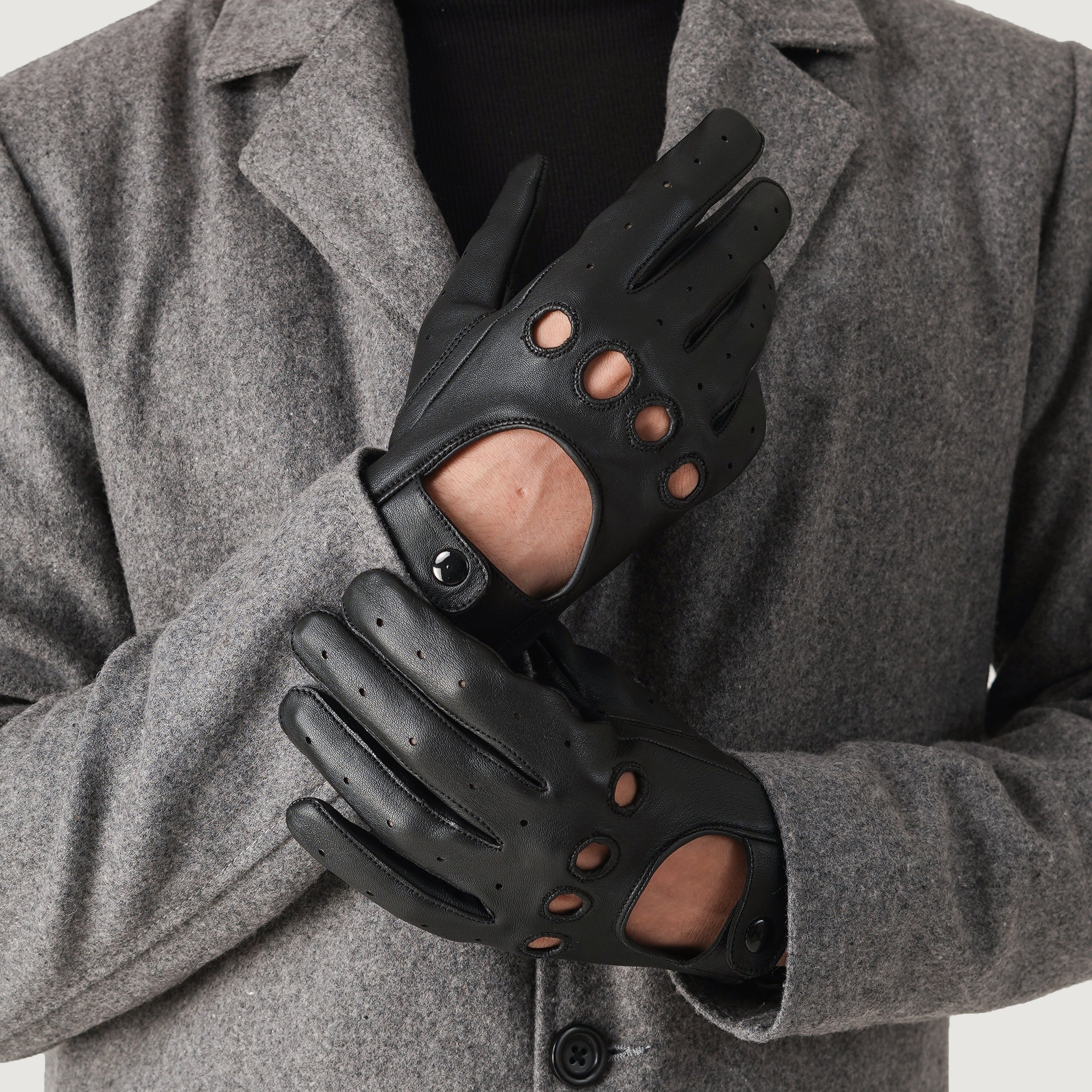 Ferdinand Black Leather Driving Gloves by Dash Racegear - men Leather Accessories view 5