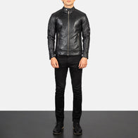 Fernando Quilted Black Leather Biker Jacket by Dash Racegear - men Jacket view 3