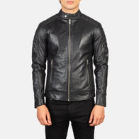 Fernando Quilted Black Leather Biker Jacket by Dash Racegear - men Jacket view 4