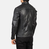 Fernando Quilted Black Leather Biker Jacket by Dash Racegear - men Jacket view 5