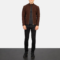 Fernando Quilted Brown Suede Biker Jacket by Dash Racegear - men Jacket view 3