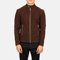 Fernando Quilted Brown Suede Biker Jacket by Dash Racegear - men Jacket view 4