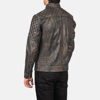 Fernando Quilted Distressed Brown Leather Biker Jacket by Dash Racegear - men Jacket view 5