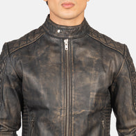 Fernando Quilted Distressed Brown Leather Biker Jacket by Dash Racegear - men Jacket view 6