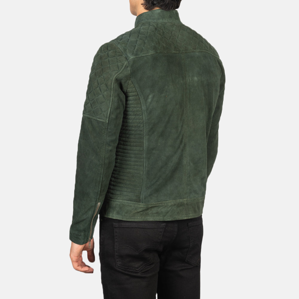 Fernando Quilted Green Suede Biker Jacket by Dash Racegear - men Jacket view 5