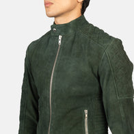 Fernando Quilted Green Suede Biker Jacket by Dash Racegear - men Jacket view 6