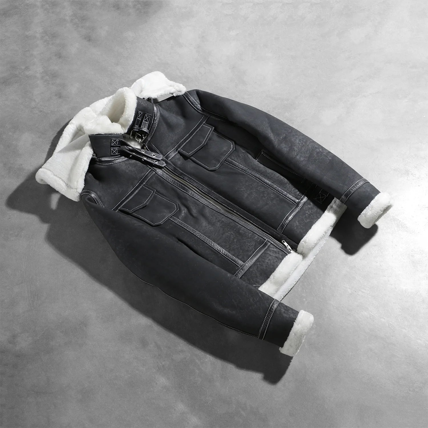 Fiona Black Hooded Shearling Leather Jacket by Dash Racegear - women Jacket view 7
