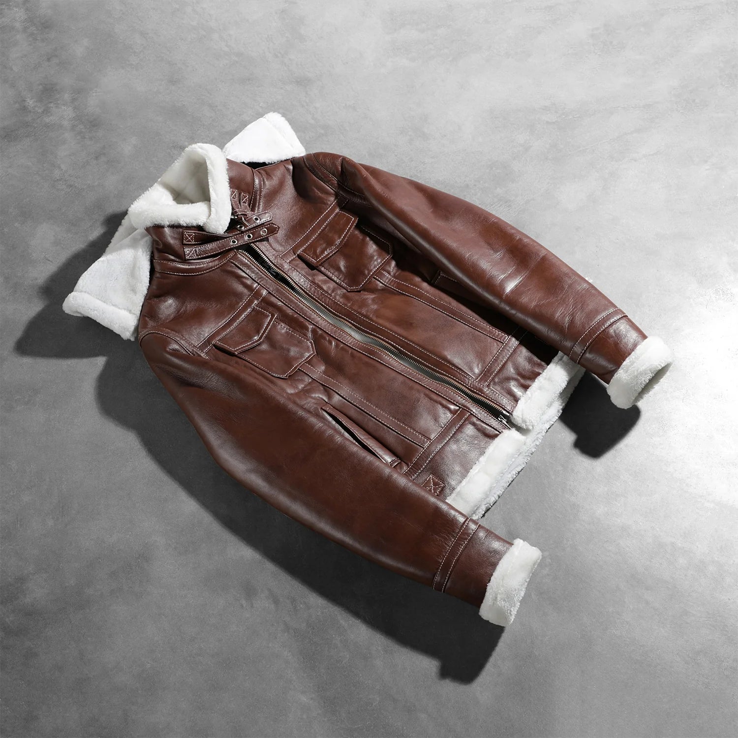 Fiona Brown Hooded Shearling Leather Jacket by Dash Racegear - women Jacket view 7