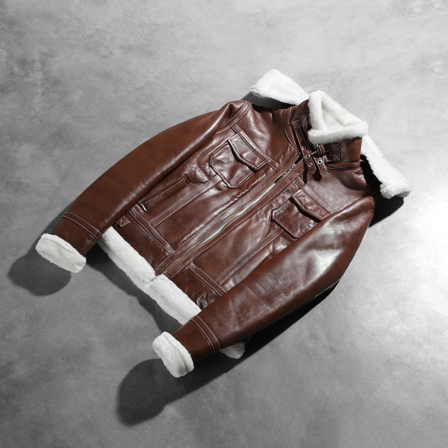 Fiona Brown Hooded Shearling Leather Jacket by Dash Racegear - women Jacket view 8