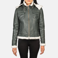 Fiona Green Hooded Shearling Leather Jacket by Dash Racegear - women Jacket view 1
