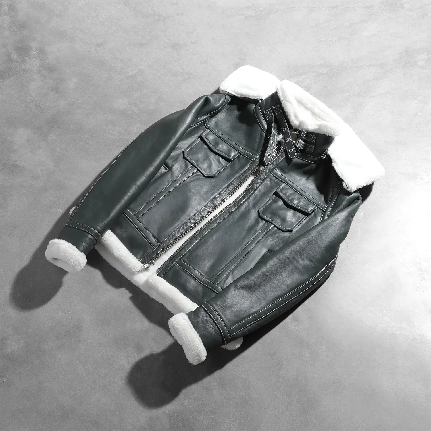 Fiona Green Hooded Shearling Leather Jacket by Dash Racegear - women Jacket view 7